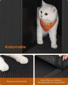 Móvel para caixa areia Gatos com tapete para arranhar 80 x 50 x 55 cm preto-dourado