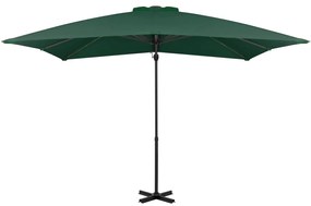 Guarda-sol cantilever com poste alumínio 250x250 cm verde