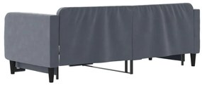 Sofá-cama com gavetão 80x200 cm veludo cinzento-escuro