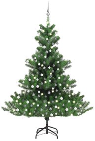 Árvore Natal artif. luzes LED/bolas 210cm abeto caucasiano verde