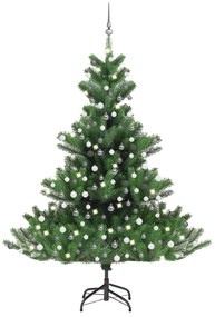 vidaXL Árvore Natal artif. luzes LED/bolas 210cm abeto caucasiano verde