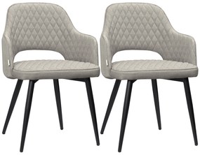 HOMCOM Conjunto de 2 Cadeiras de Sala de Jantar Estofada em Tecido com Encosto Alto e Pés de Aço 55x55x81cm Bege