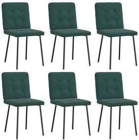 Cadeiras de jantar 6 pcs veludo verde-escuro
