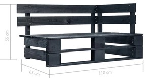 6 pcs conj. lounge paletes c/ almofadões pinho impregnado preto