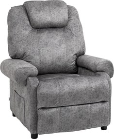 HOMCOM Poltrona Relax Reclinável com Apoio para os Pés Retrátil Encosto Alto Bolso Lateral Acolchoado Grosso 88x91x108 cm Cinzento | Aosom Portugal