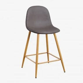 Pacote De 2 Bancos Altos Em Imitação De Couro Glamm Cinza Antracite & ↑65 Cm & Madeira Natural - Sklum