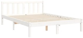 Estrutura de cama com cabeceira 140x200cm madeira maciça branco