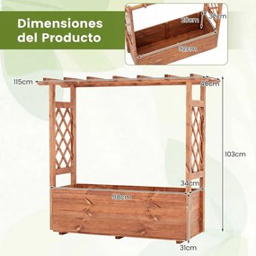Canteiro de Jardim Elevado com Treliça, 118 x 40 x 103 cm, Estrutura em Madeira de Pinho, Laranja