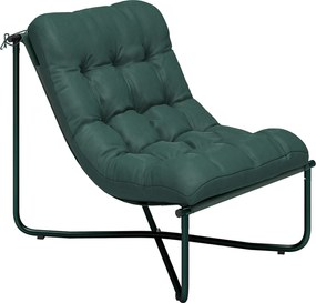 Outsunny Cadeira de Jardim Poltrona com Almofada Assento Sling Respirável Estrutura em Aço para Jardim Terraço 76 x 92 x 76 cm Verde escuro | Aosom Portugal