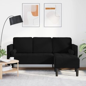 vidaXL Sofá de 3 lugares com chaise em L preto 160 cm veludo