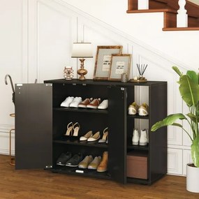 Sapateira com portas 80 x 31 x 64,5 cm sapatos de 3 níveis com prateleiras ajustáveis Preto