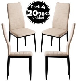 Pack 4 Cadeiras Lauter Tecido - Beige