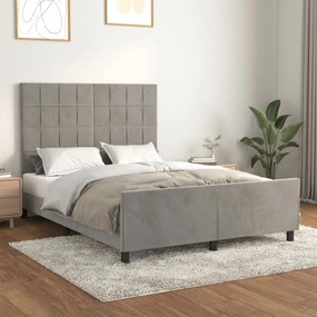 vidaXL Estrutura de cama sem colchão 140x200 cm veludo cinzento-claro