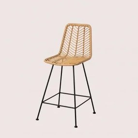 Conjunto De 4 Bancos Altos De Jardim Em Rattan Sintético Gouda Natural Natural & ↑65 Cm & Negro & Sem Almofada - Sklum