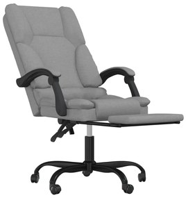 Cadeira massagens escritório reclinável tecido cinzento-claro