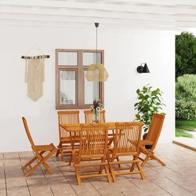 vidaXL 7 pcs conjunto de jantar para jardim madeira de teca maciça