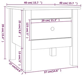 Mesa de apoio 40x40x39 cm pinho maciço