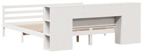 Cama com estante sem colchão 180x200 cm pinho maciço branco