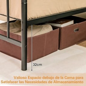 Estrutura de cama metálica com cabeceira e estrado moderna 208x164x101 cm Preto