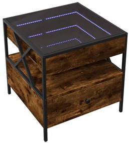 Mesa de centro luzes LED Infinity 50x50x51 cm carvalho fumado