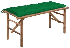 vidaXL Banco de jardim dobrável com almofadão 118 cm bambu