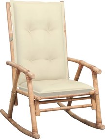 vidaXL Cadeira de baloiço com almofadão bambu