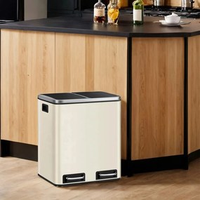 Caixote do lixo com 2 compartimentos 41 x 31,5 x 47 cm bege