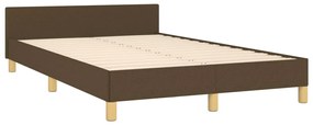 Estrutura de cama c/ cabeceira 120x190cm tecido castanho-escuro