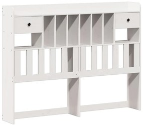 Cama com estante sem colchão 135x190 cm pinho maciço branco