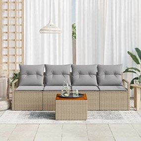 Conjunto de Sofá de Jardim 5 pcs Bege, cinza claro Grande