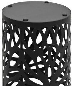 Suporte para guarda-chuvas com folhas em aço preto