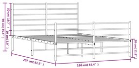 Estrutura de cama com cabeceira e pés 160x200 cm metal branco