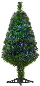 HOMCOM Árvore de Natal 90cm Artificial Árvore com Suporte Fibra Óptica 4 Cores material PVC Φ48x90 cm