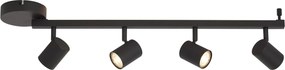Foco de Teto Moderno Preto de 4 Luzes GU10 50mm incl. Luz de Fundo e Interruptor de 3 Posições - Back Up