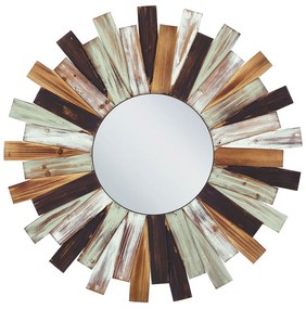 Espelho de parede redondo em madeira multicolor ø 75 cm TAMPICO Beliani