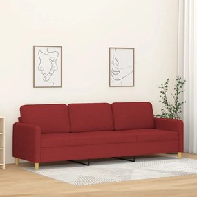 Sofá de 3 lugares tecido 210 cm vermelho tinto