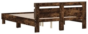 Estrutura cama c/ cabeceira/luzes LED 140x200cm carvalho fumado
