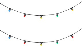Fio de Luzes Preto Conectável com Ficha 6m incl. 10 Lâmpadas E27 Multicoloridas IP65 - Lubber