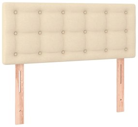 Cama box spring c/ colchão e LED 90x190 cm tecido cor creme