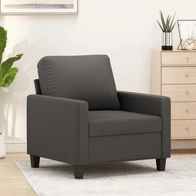 vidaXL Poltrona 60 cm couro artificial cinzento