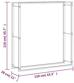 Suporte para lenha 110x28x116 cm aço inoxidável