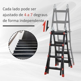 Escada Telescópica de Alumínio 4 m Escada Extensível Dobrável com 4 De