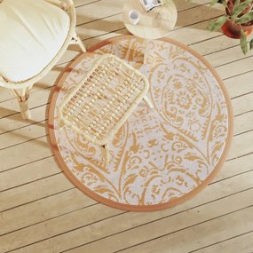 Tapete de exterior Ø120 cm ARAKIL PP laranja e branco
