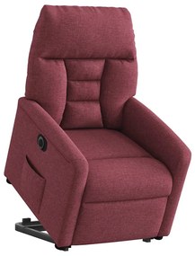Poltrona reclinável elevatória elétrica tecido vermelho-tinto
