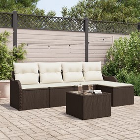 Conjunto de Sofá de Jardim de 5 Peças com Almofadas Cinza Rattan Polié