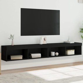 vidaXL Móveis de TV com luzes LED 2 pcs 100x30x30 cm preto