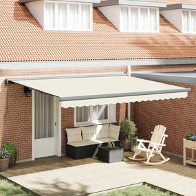 vidaXL Toldo Retrátil Creme e Cinza 400 × 300 cm Lona e Alumínio