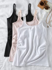 Lote de 3 tops, especial gravidez e amamentação, ENVIE DE FRAISE branco