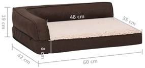 Cama para cães ergonómica 60x42cm aspeto linho pelúcia castanho