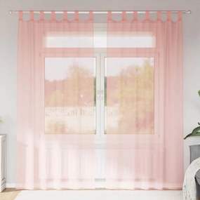 Cortinas de voile com laços 2 pcs rosa 140x245 cm